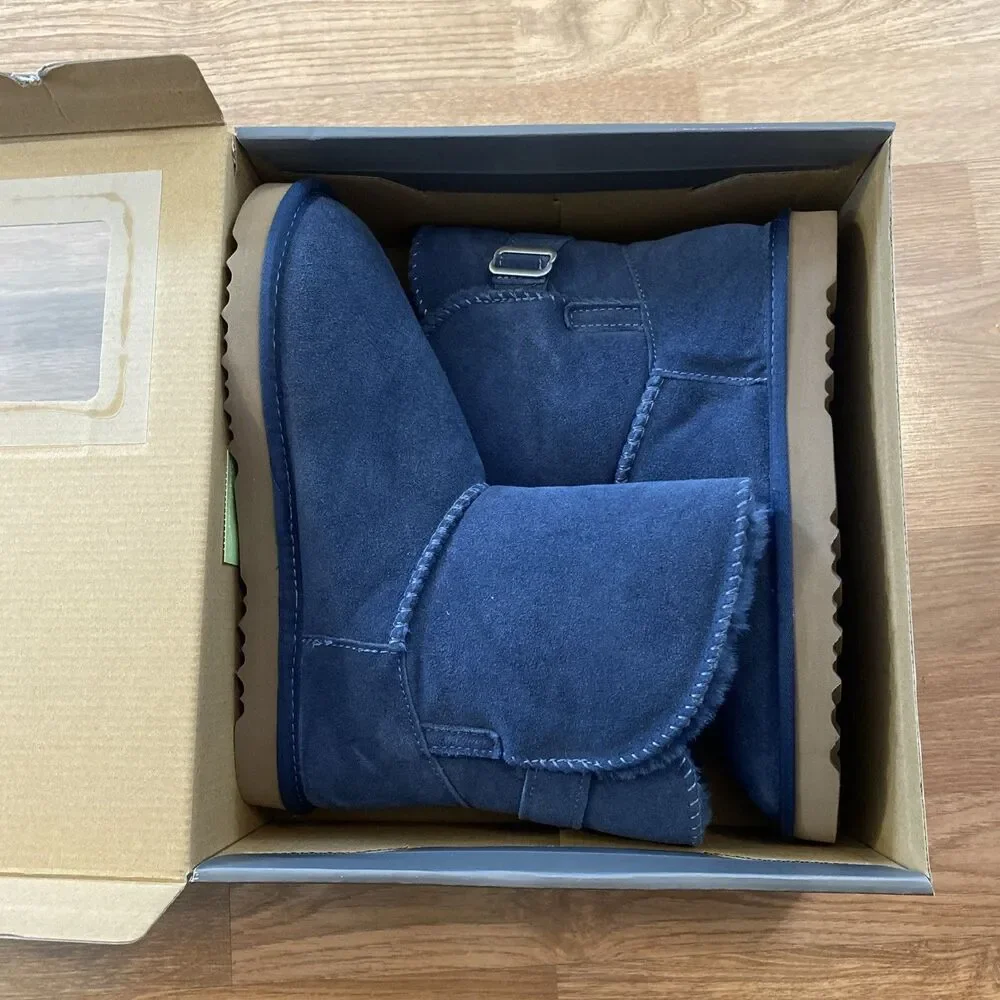 Style & Co Teenyy Suede Winter Booties Blue Faux Fur Lined Boots Size 10